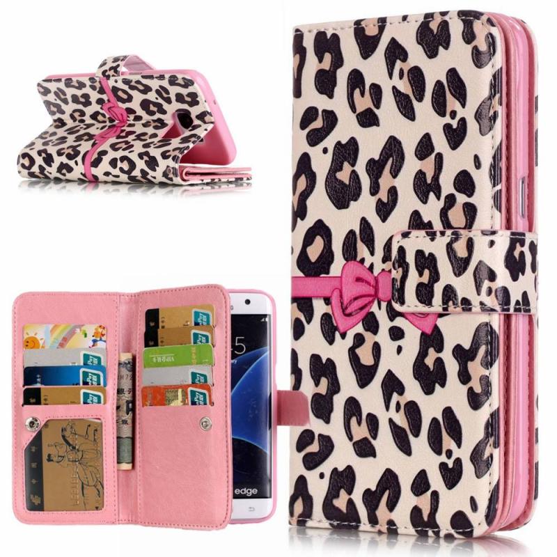 9 vaks Pink ribbon luipaard skin S9 PLUS Portemonnee hoesje