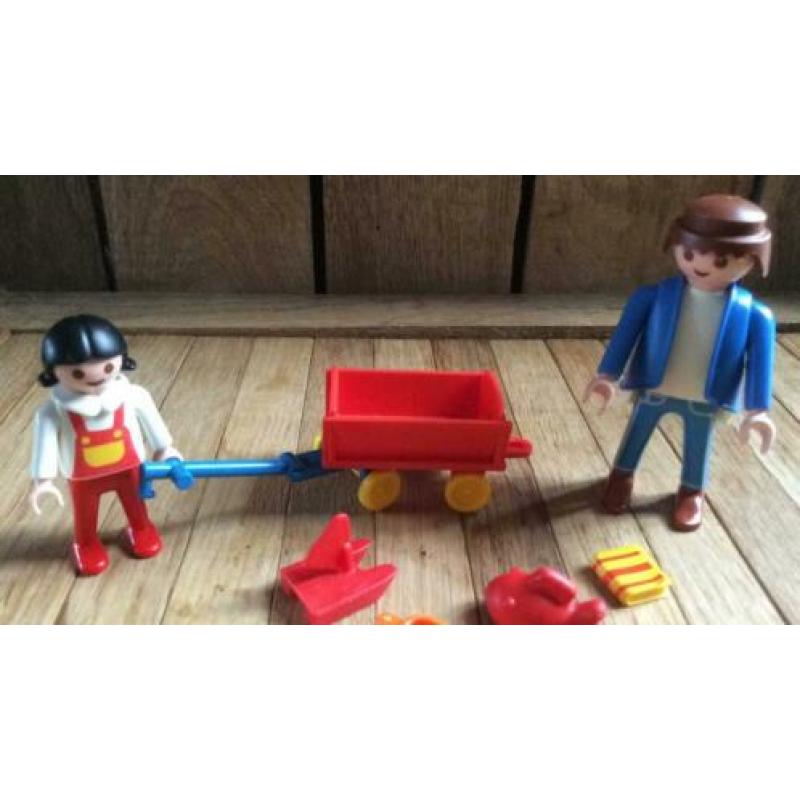 Playmobil kind vader bolderkar speelgoed