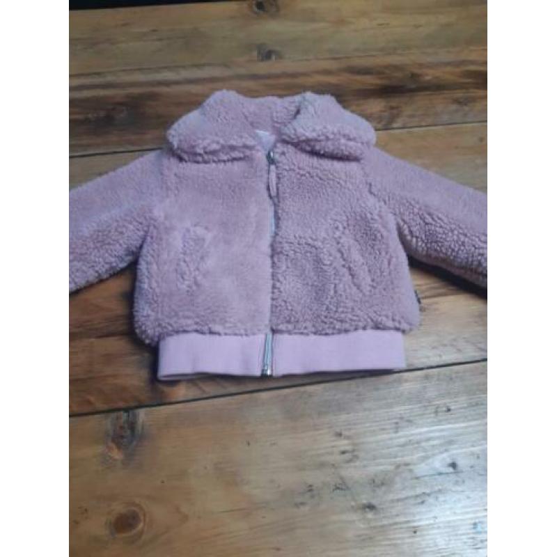 roze teddy bomber jas maat 98 - 104