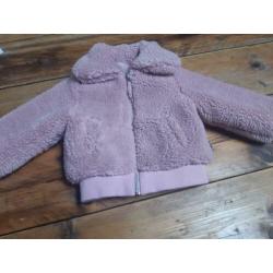 roze teddy bomber jas maat 98 - 104