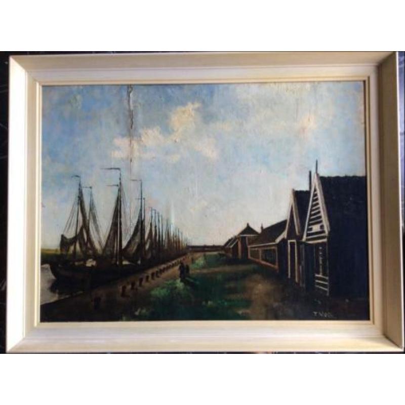 Tijmen Moll, schilderij Haven in Huizen