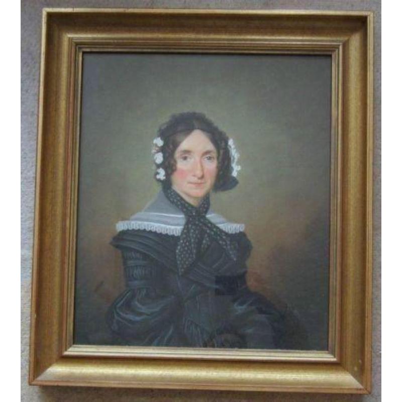 == fraaie kwaliteit==pastel==ca 1850===portret van een dame=