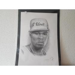 Potlood Tekening Print van 50 Cent Jonathan Wood