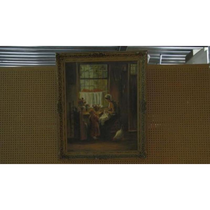 3413 - oudhollands tafereel schilderij n. Bernard de Hoog -