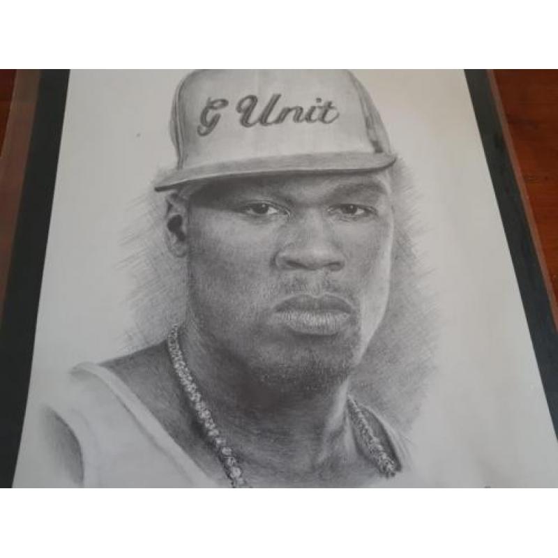 Potlood Tekening Print van 50 Cent Jonathan Wood