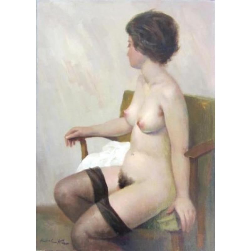 TOP=vrouwelijk naakt met zijden kousen==Karel Hodr 1910-2002
