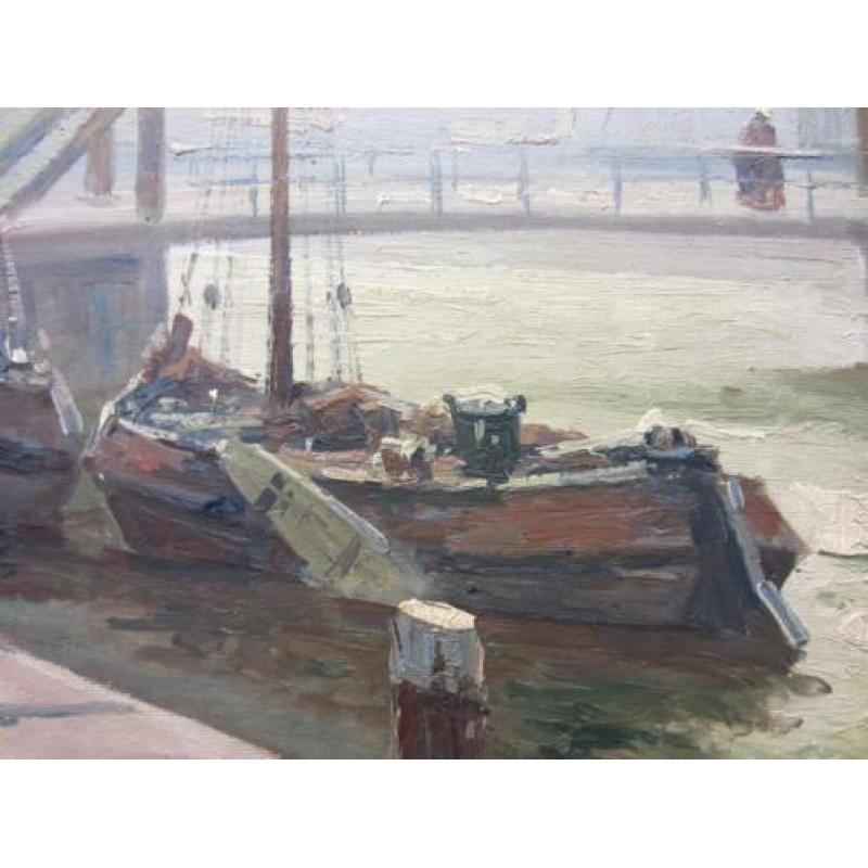 ==vismarkt bij de haven ===80 x 100 cm==Oskar Koch 1886-1914