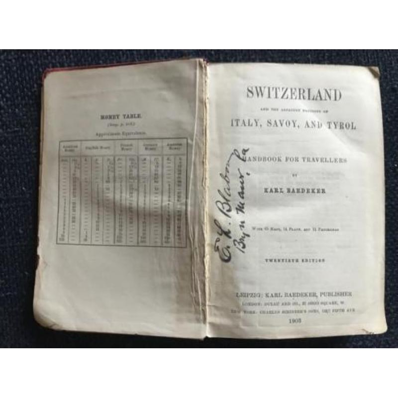 BAEDEKERS SWITZERLAND antieke reisgids Zwitserland 1903