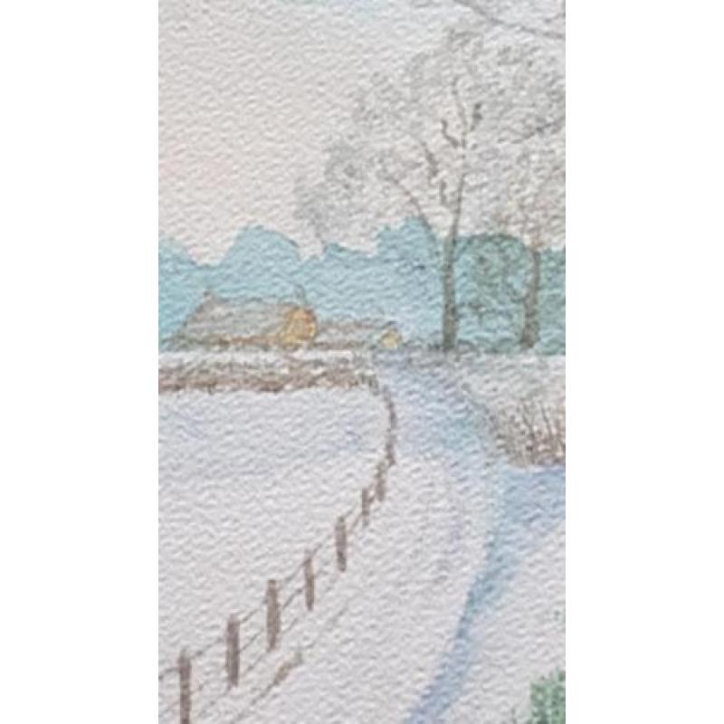 Aquarel winterlandschap gesigneerd