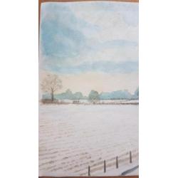 Aquarel winterlandschap gesigneerd