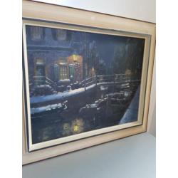 Schilderij Arnout van Gilst (1898-1981) Winteravond gracht