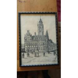 tekening in org lijstje Middelburg raadhuis H. Estgerbuh