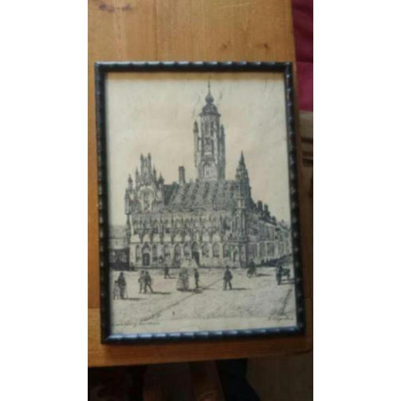 tekening in org lijstje Middelburg raadhuis H. Estgerbuh