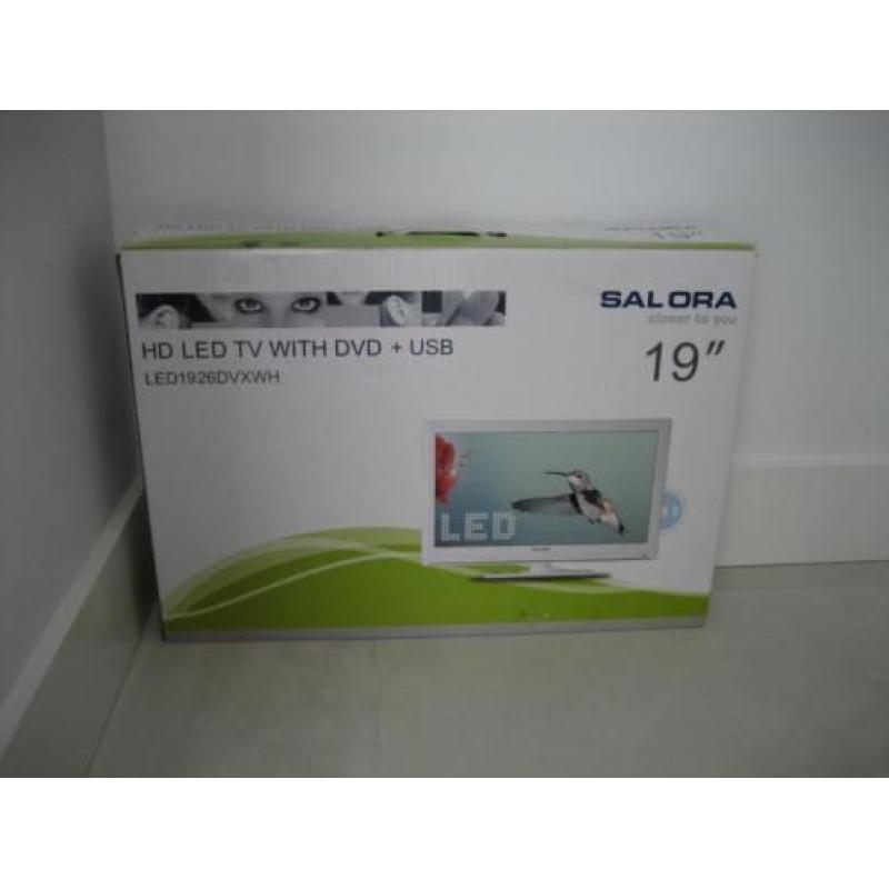 HD Led tv met dvd Salora 1926DVX wit nieuw caravan boot