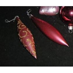 Kerstpegels voor in de kerstboom rood, zilver, roze