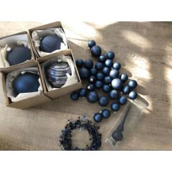 Kerstballen blauw mat