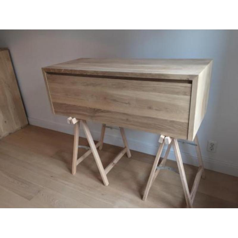 Nieuw massief eikenhouten badkamermeubel 120cm breed