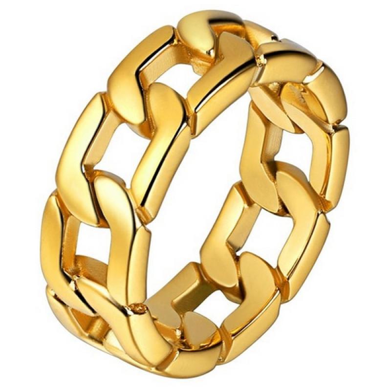 Edelstaal heren ring Cuban Link Goudkleurig-18mm