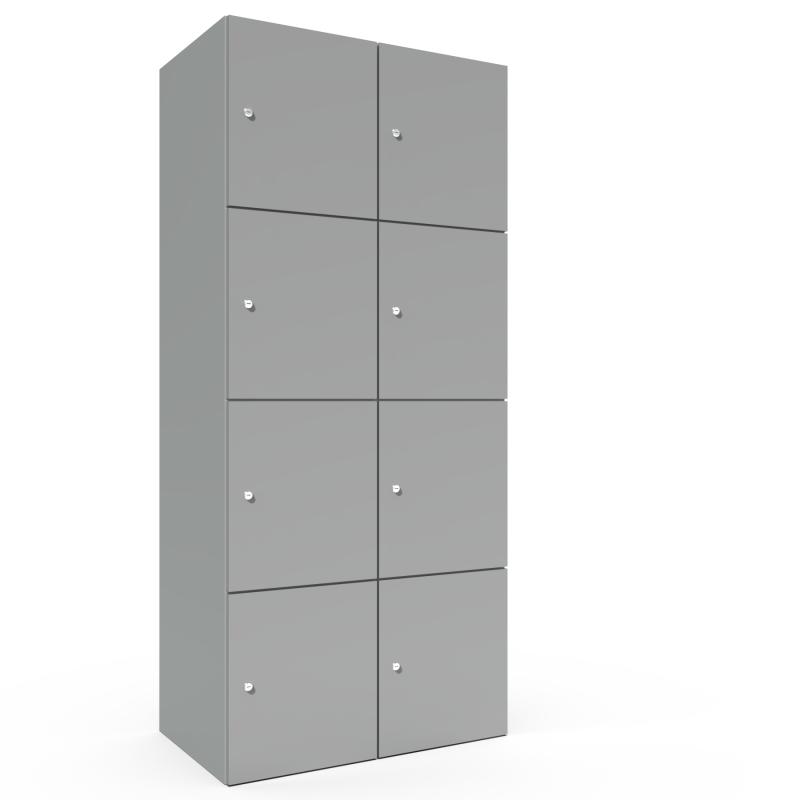 Metalen locker met 8 vakken - breed model - H.180 x B.80 cm Lichtgrijs (RAL7035) Lichtblauw (RAL5015)
